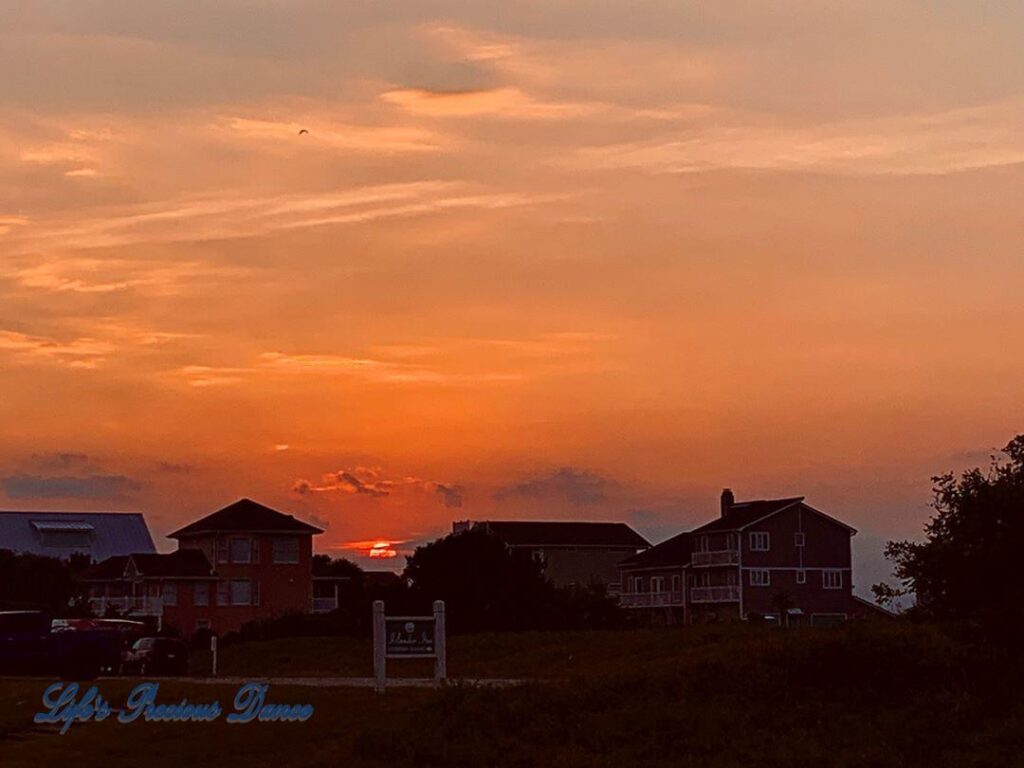 Sunset over inland condos at Ocean Isle Beach