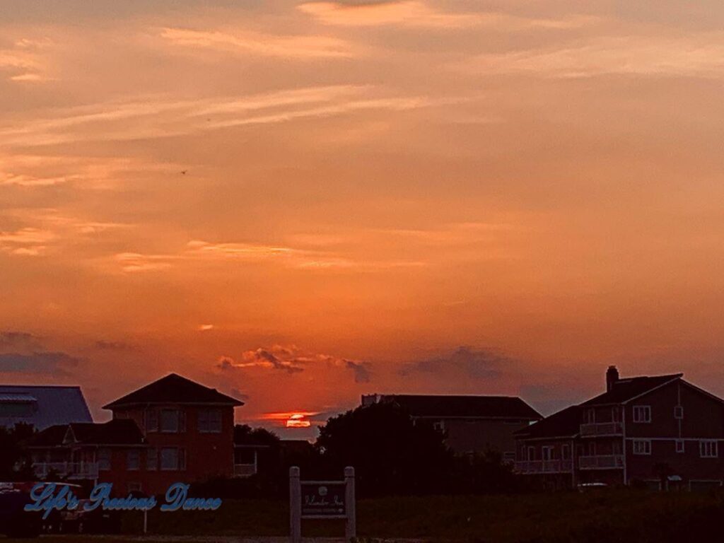 Sunset over inland condos at Ocean Isle Beach