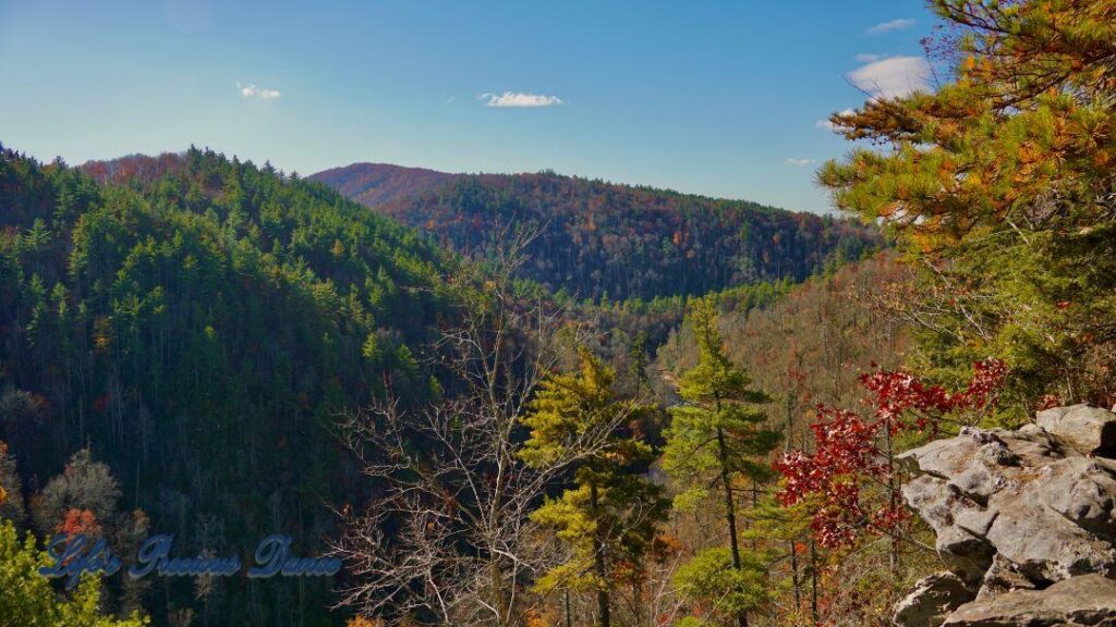 Landscape view of mountains surrounding Linville gorge.