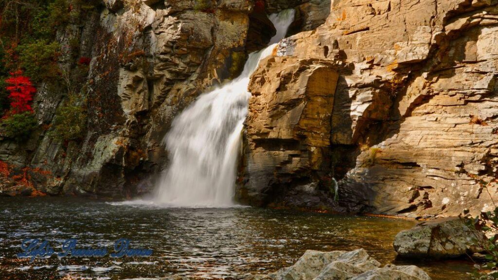 Close up of Linville Falls spilling into the river basin.