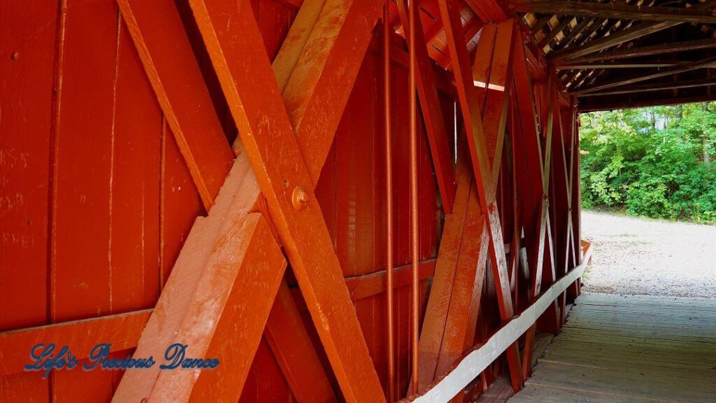 Inside wall of Campbell&#039;s Covered Bridge.