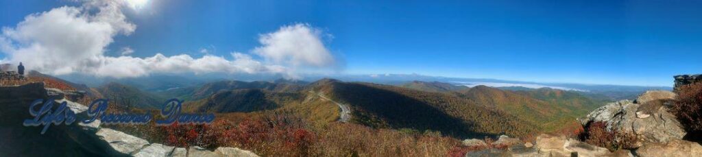 Panoramic view of the colorful Blueridge mountains from Craggy Dome