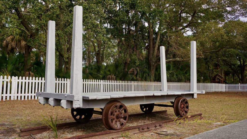 An old small rail cart at Hunting Island lighthouse.