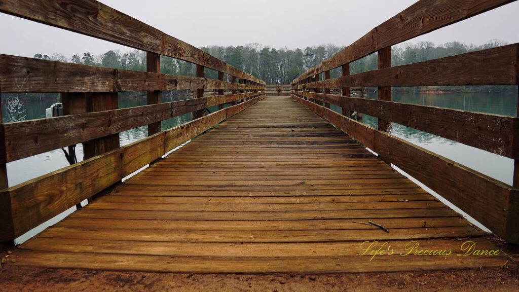 Ground level view of a fishing pier at Sadlers Creek State Park.