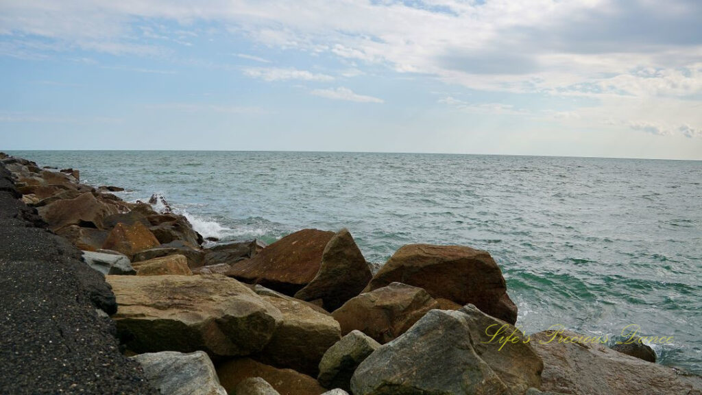 View of the atlantic ocean from the jetty at Huntington Beach.