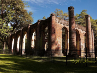 Front side view of the Old Sheldon Church ruins.