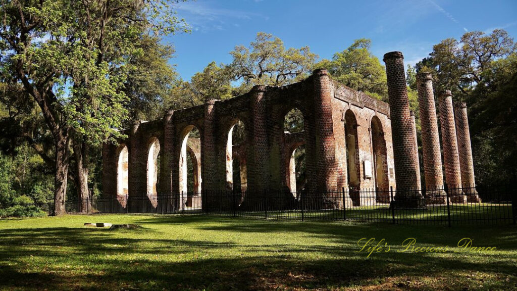 Front side view of the Old Sheldon Church ruins.