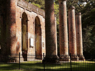Side view of the Old Sheldon Church ruins.