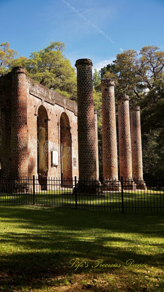 Side view of the Old Sheldon Church ruins.