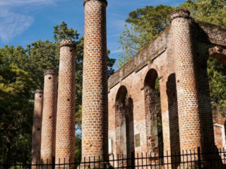Side view of the Old Sheldon Church ruins.