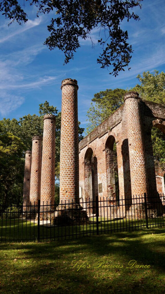 Side view of the Old Sheldon Church ruins.