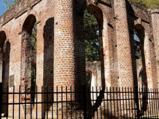 Side view of the Old Sheldon Church Ruins.