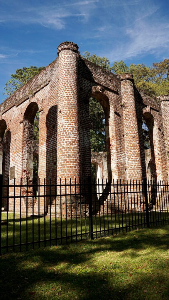 Side view of the Old Sheldon Church Ruins.