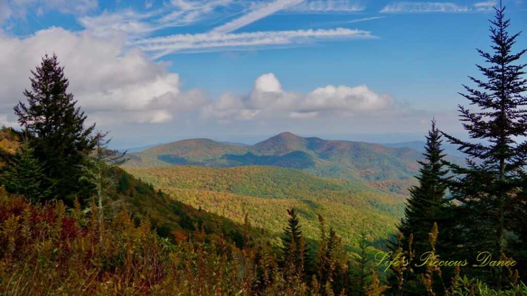 Landscape view of the colorful blue ridge mountains.